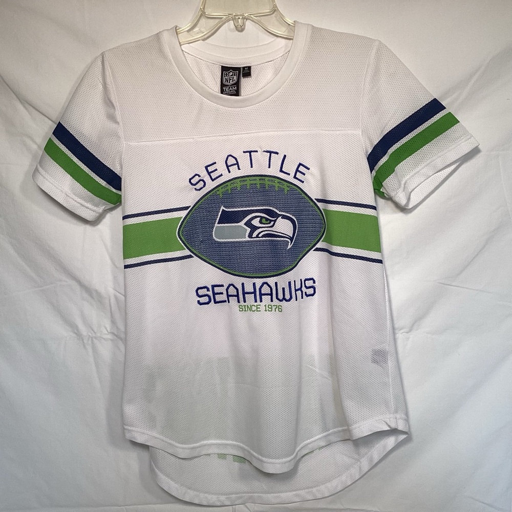 Seattle Seahawks NFL White & Blue Women’s Jersey Size Medium